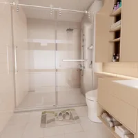 Shower Door, 56-60 in. W × 76 in. H, Frameless Glass, Clear Tempered Glass, Sliding Showers Doors, Bathroom Shower Door 2