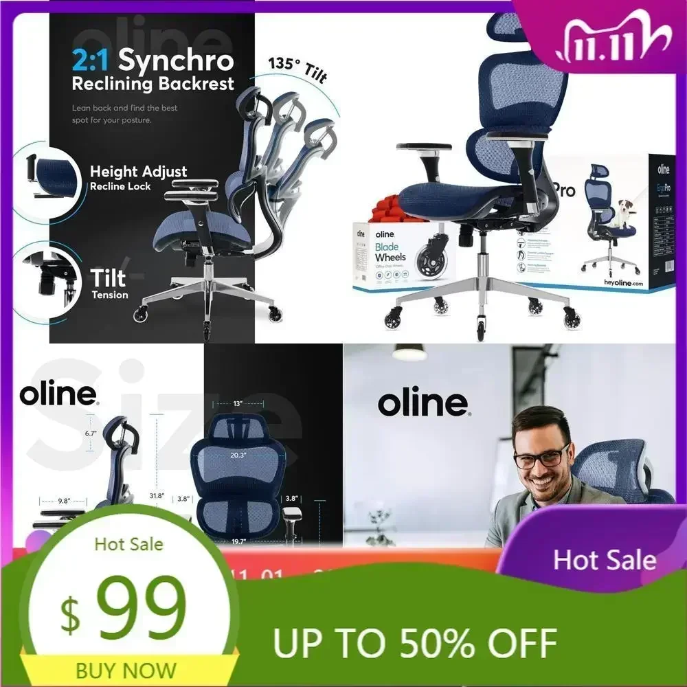 mesh ergonomic office chair - adjustable armrest desk chair with 3d lumbar support and smooth rolling wheels