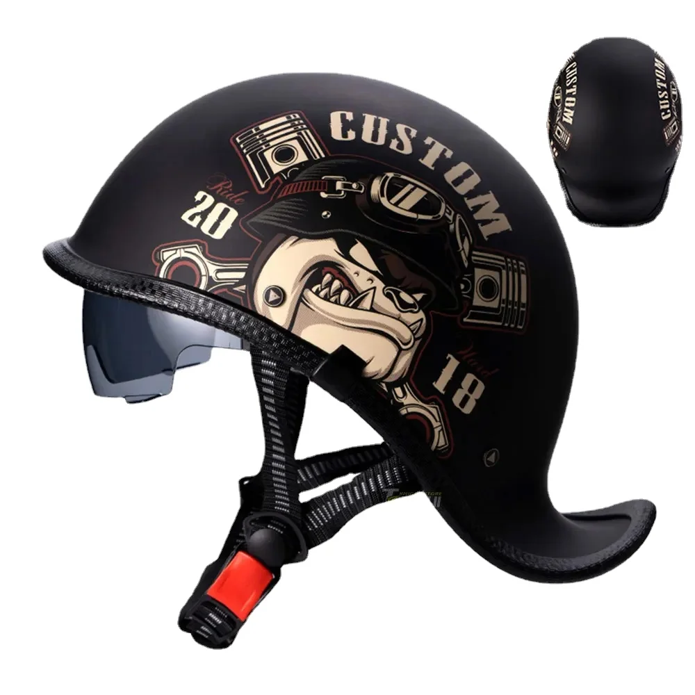 Vendite Calde Retro Casco Mezza Faccia Parabrezza Moto Casco Visiere Capacete Moto Uomo Donna Scooter Casco Casco Ciclismo