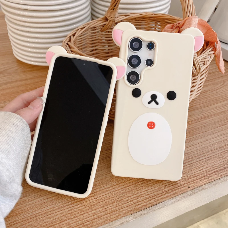 Luxury Solid Color Rilakkuma Soft Silicone Shockproof Phone Case - Premium Bumper Back Cover