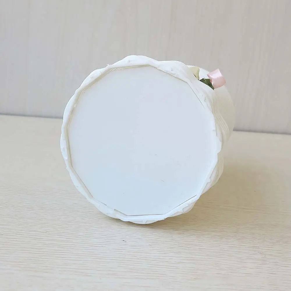 White Rattan-Style Decorative Flower Pot and Tray