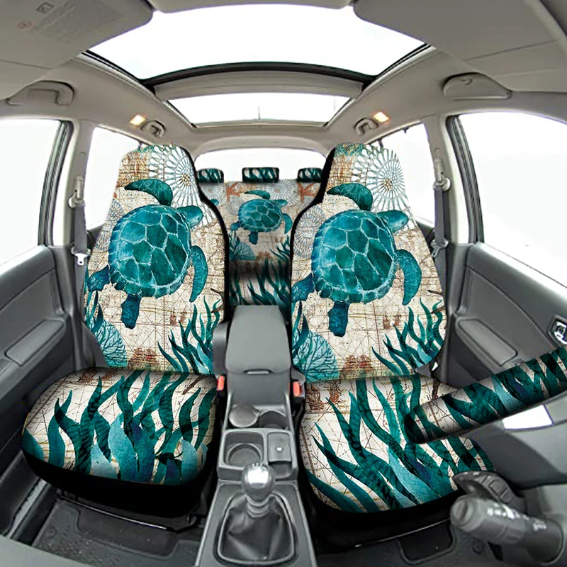 YUBVCF Sea Turtles Car Seat Covers – 2-Piece Front Seat Protectors, Water-Resistant & Machine Washable, Fits Most Cars & SUVs