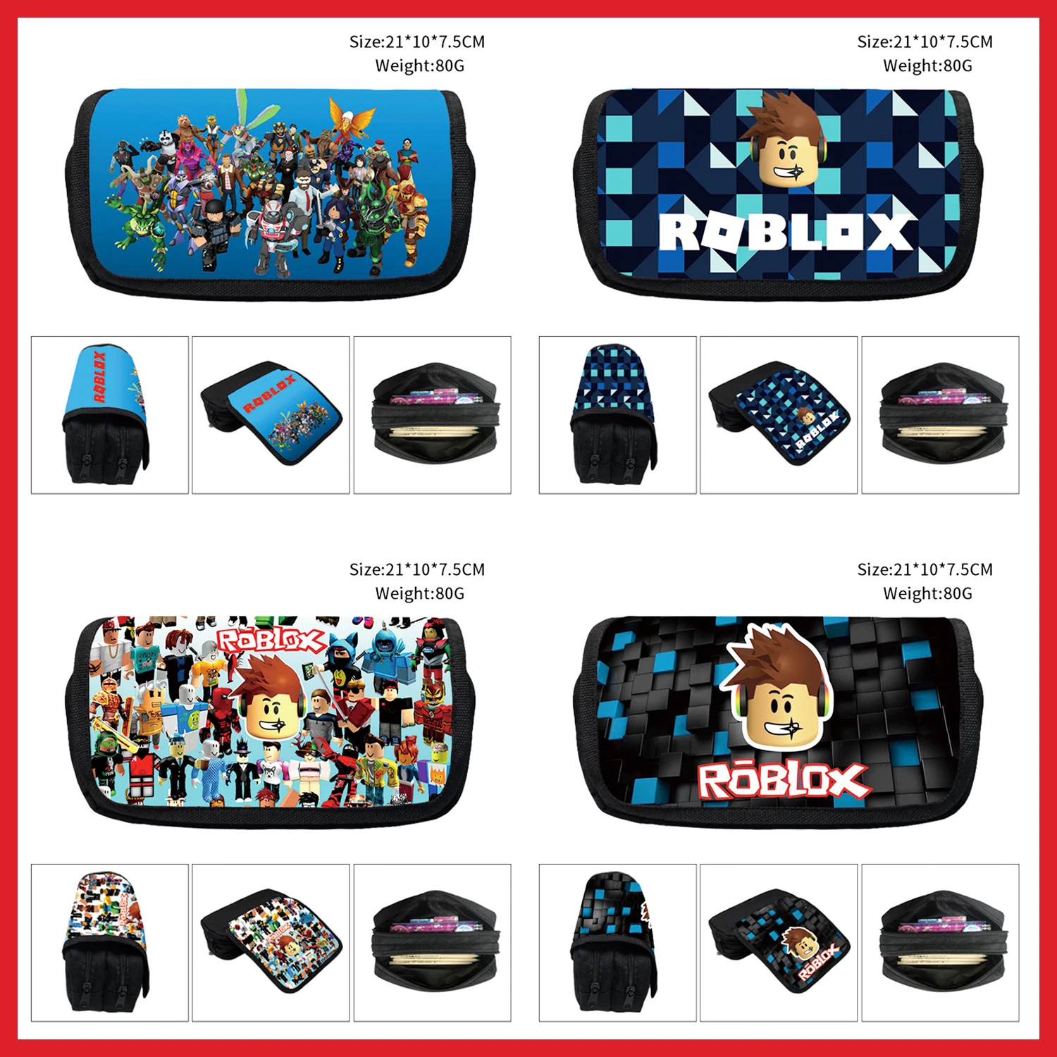 New Game Roblox Double Layer Flip Pen Bag Polyester for Primary and  Secondary School Students Stationery Box Christmas Gift Toy - AliExpress