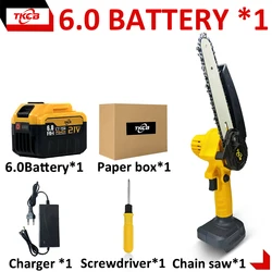 Enhanced Cordless 6-Inch Handheld Electric Chainsaw for Efficient Wood Cutting (1 Battery-6.0AH)