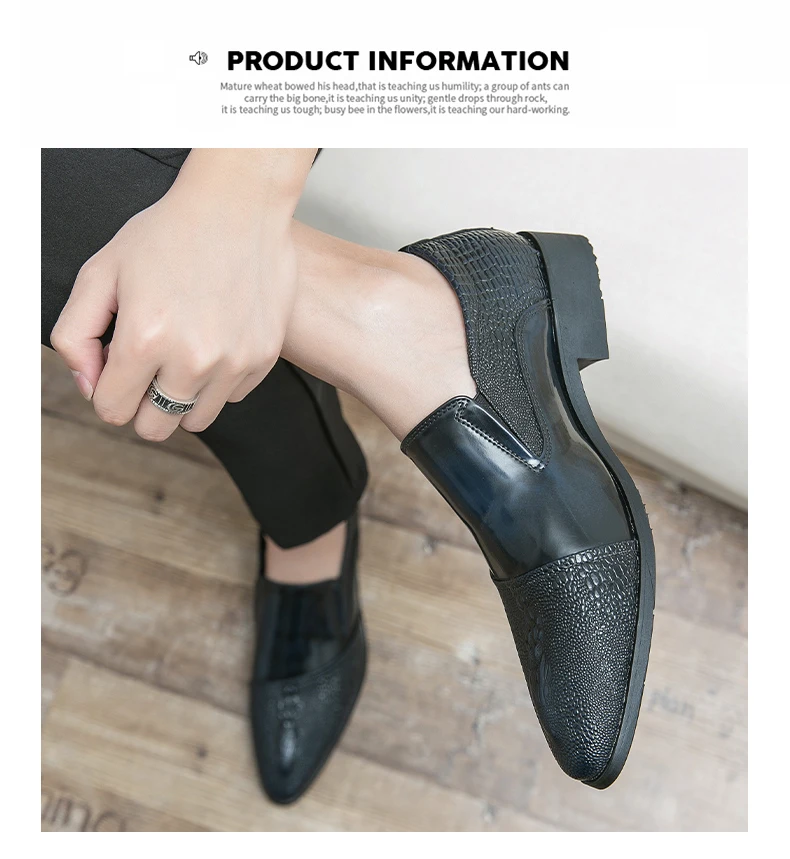 Luxus Krokodil Muster Männer Business Loafer Große Größe Mode Leder Komfortable Designer Hochzeit Sozialen Formale Plattform Schuhe – Detail 13