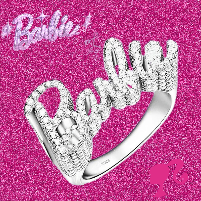 

Barbie Ring Kawaii Delicate Rhinestone Metal Trendy Movie Decoration Stylish Jewelry Cute Lovely Sweet Girls Gift Fashion
