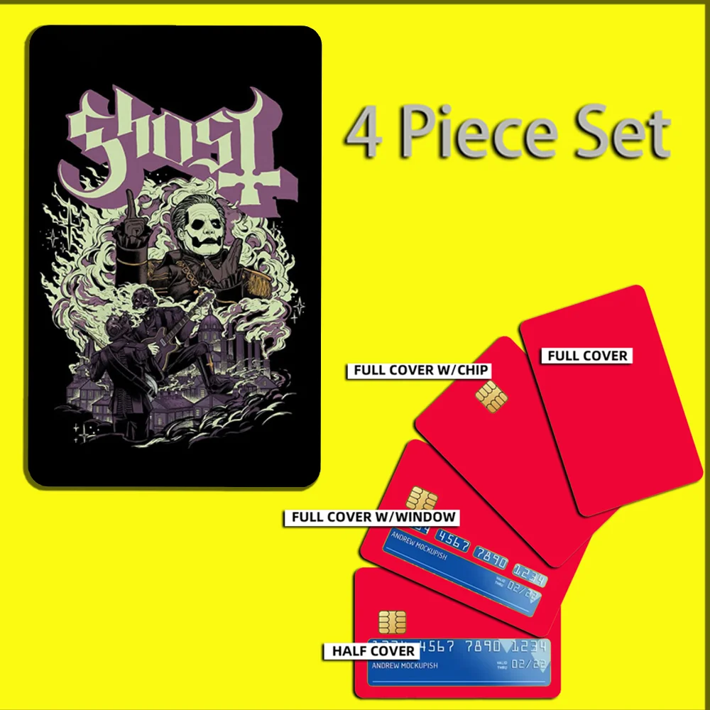 G-Ghost Heavy Metal Band Stickers For Debit Bank Credit Cards Metro Bus Pass Sticker Decoration Cover 4PCS Card Skin