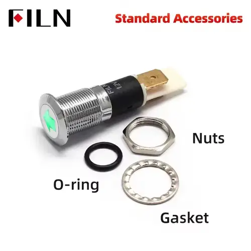 FILN 8/10/12/14/16mm Symbol Metal LED Indicator light 2-Pin 12V 24V Black shell Indicator Lamp Car Dashboard pilot Lights - Image 6