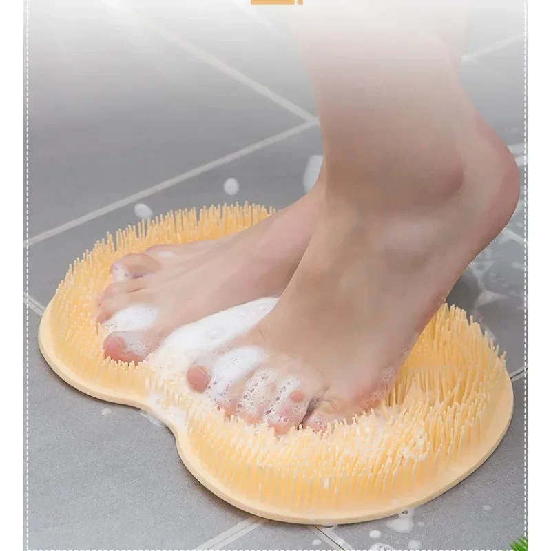 Shower Bath Mat Foot Massager With Non-Slip Suction Cups Bathroom Mat Silicone Suction Cup Massage Brush For Bathroom Use