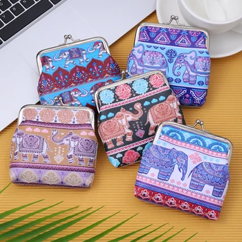 Portamonete alla moda e portatile con borsa portaoggetti con stampa di elefanti in stile etnico, busta rossa multifunzionale in bocca della Bosnia 1