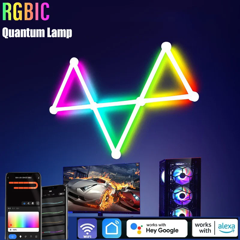 

WIFI LED Smart Wall Lamp RGBIC Light Bar DIY Atmosphere Night Light APP Music Rhythm TV Backlight Bedroom Game Room Decor Lamp