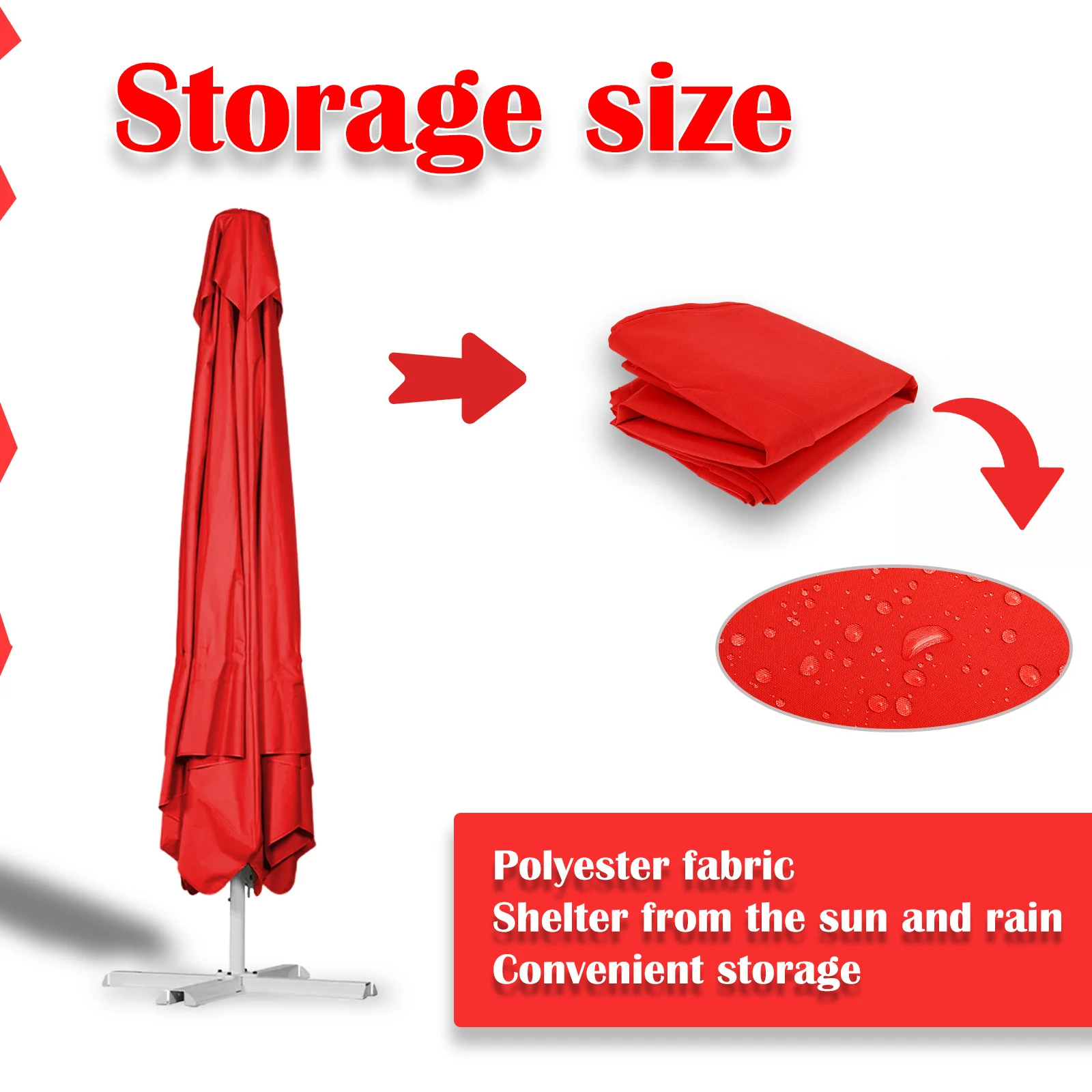 Umbrella Replacement Canopy 6.4 ft Waterproof Parasol Replacement Cloth Outdoor Patio Sunshade Accessories for 6 Ribs Parasol