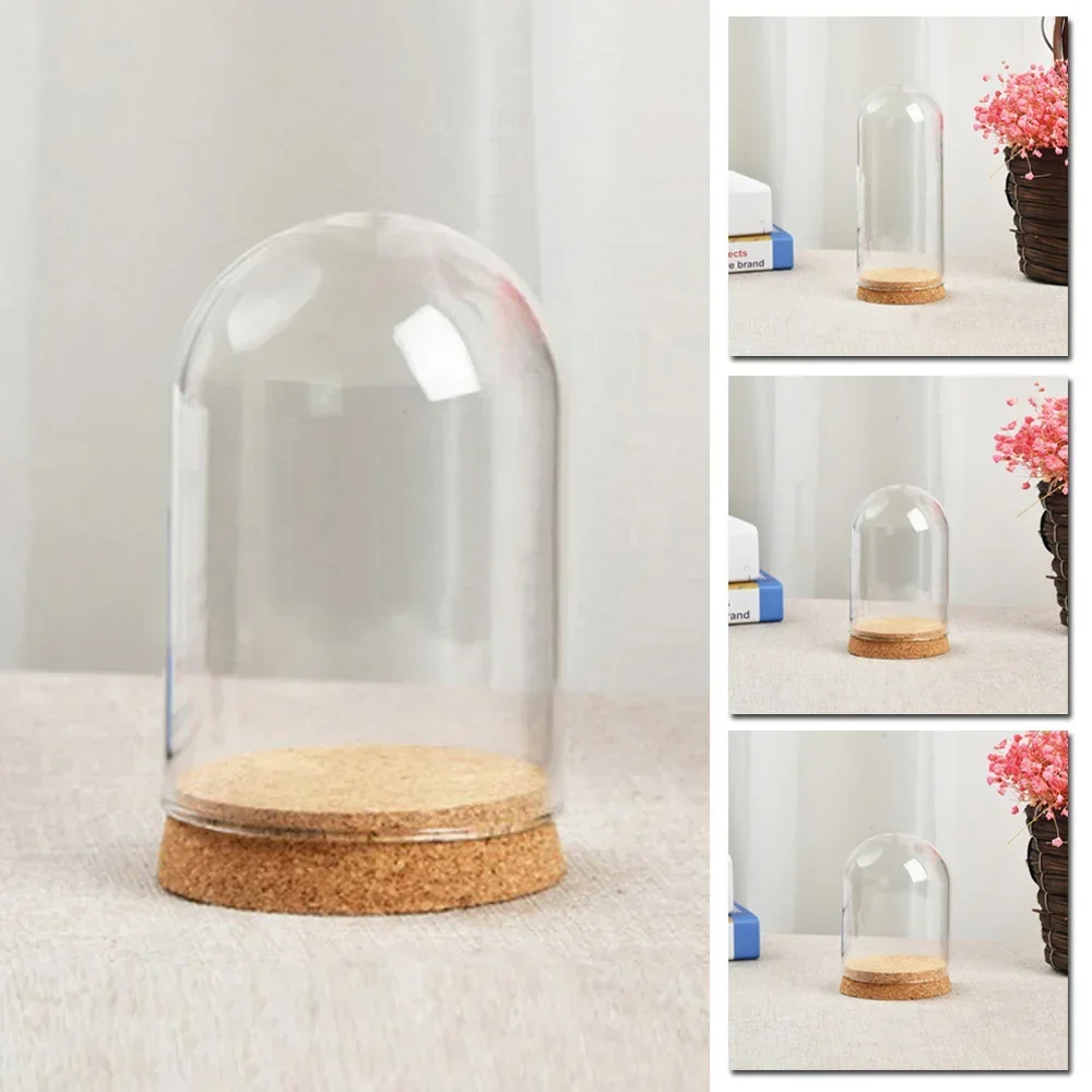 Home Decor Vases Glass Flower Display Cloche Bell Jar Dome Immortal Preservation Wooden Base Everlasting Flower Glass Cover NEW 2