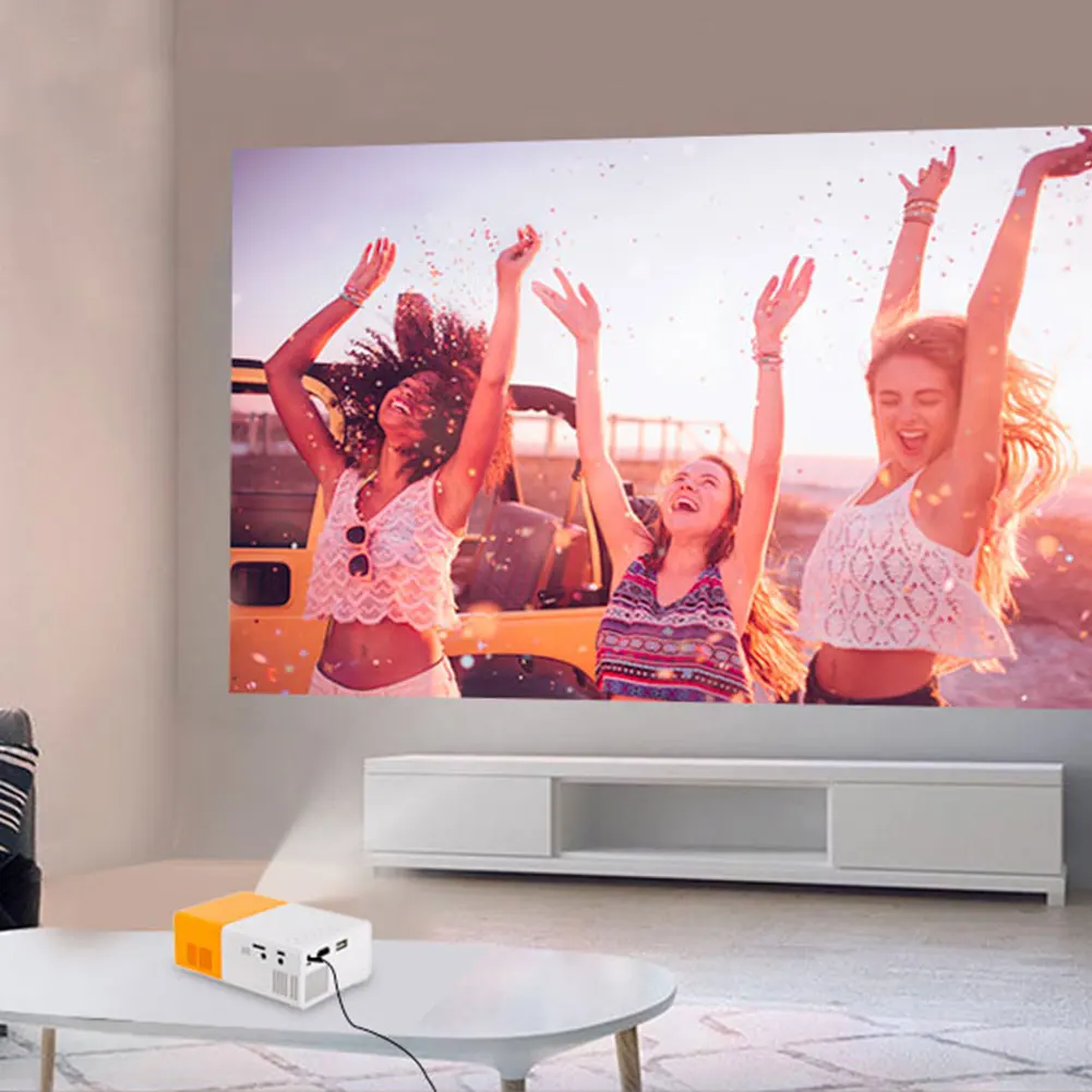 지지대 HDMI USB AV TF 카드 휴대용 미니 포켓 프로젝터, 홈 시어터용 야외 비디오 영화 프로젝터