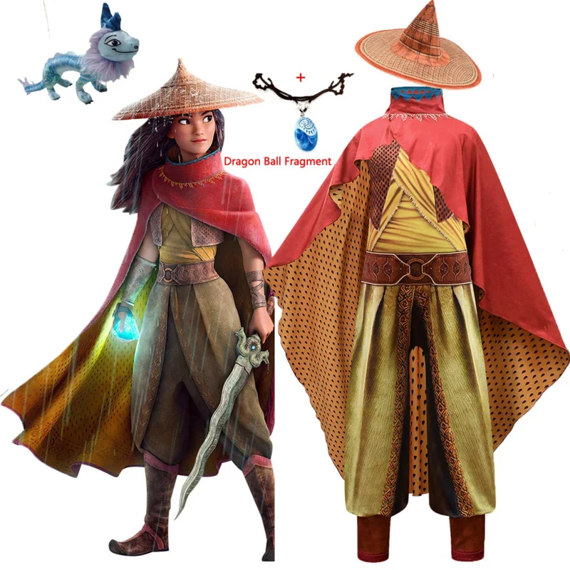 

2021 New Movie Raya and The Last Dragon Kids Cosplay Legend Halloween Costume Raya Bodysuit Fancy Set Child Performance Costume