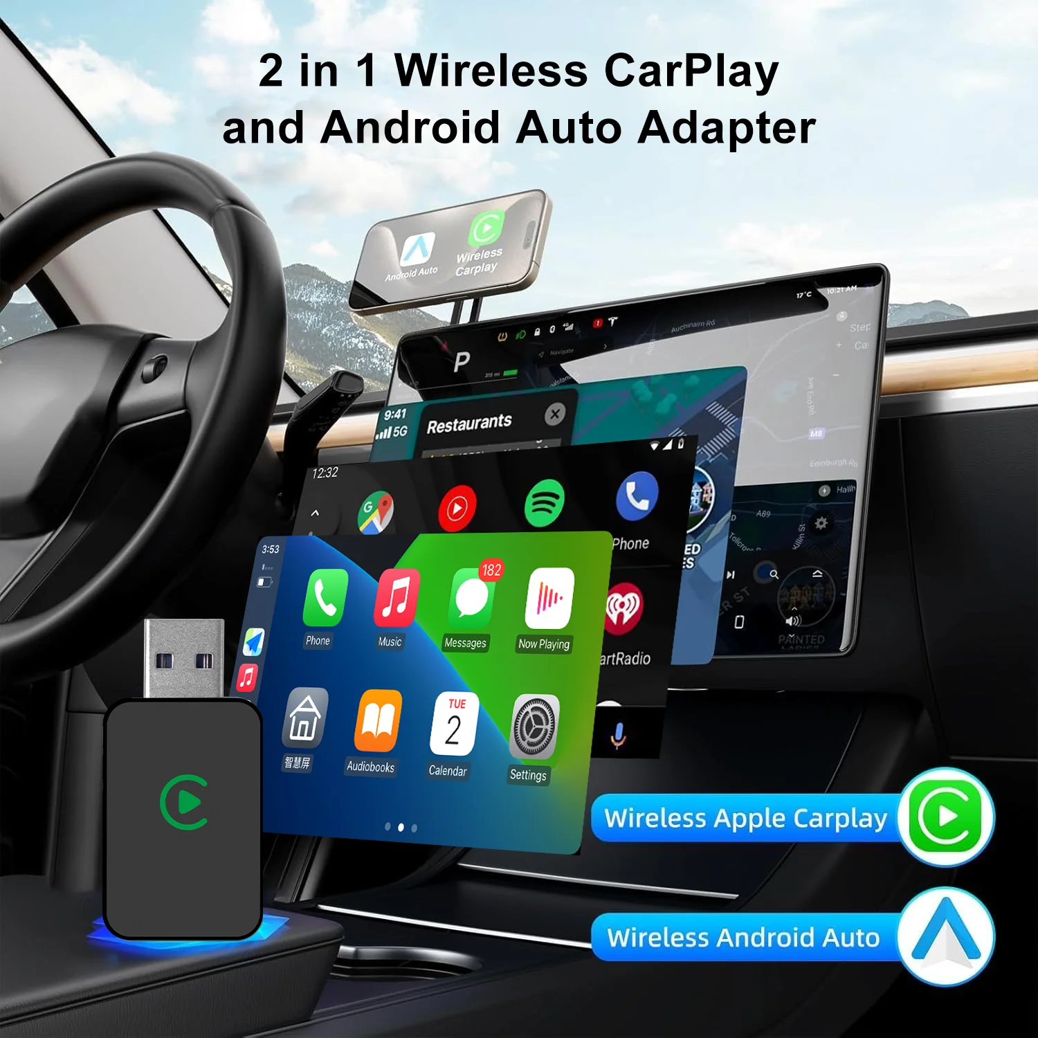 Wireless CarPlay Android Auto Adapter for Cars
