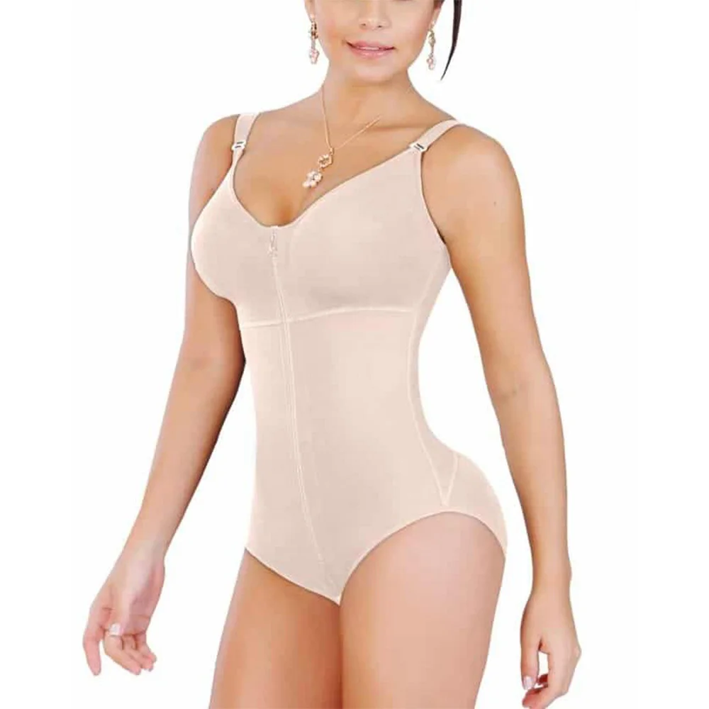 Front zippered high back pants Full Body Shaper Tummy Control Waist Trainer Slimming jumpsuit tightening abdomen Body Shapewear