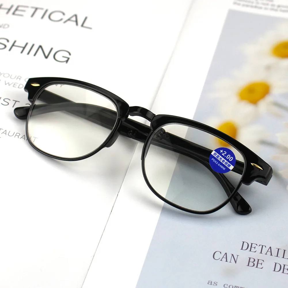 thumbnail image 1 of [Compre 1 y llévese 1] Gafas de lectura para hombres y mujeres, plegables, de marco completo, retro, de alta calidad, ultralivianas, para ancianos + 100 a + 400, 1 of 5
