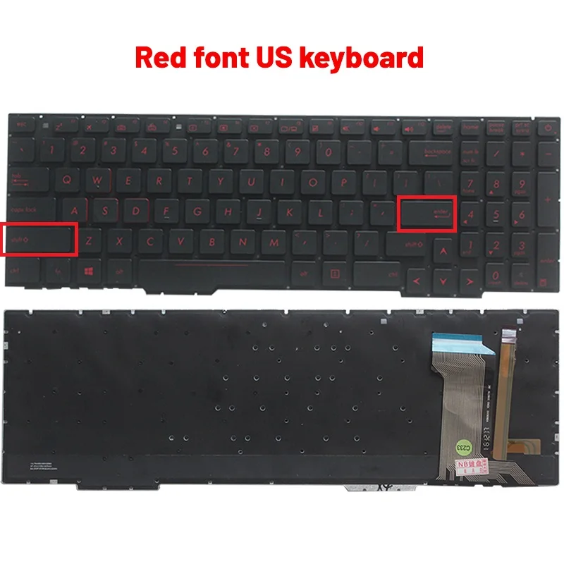 Russo Eua Reino Unido Teclado Espanhol para Notebook para Asus Gl553 Gl553v Gl553vw Zx553vd Zx53v Fx73 Fx553vd Fx53vd Fx753vd Fz53v Backlight - Imagem 6