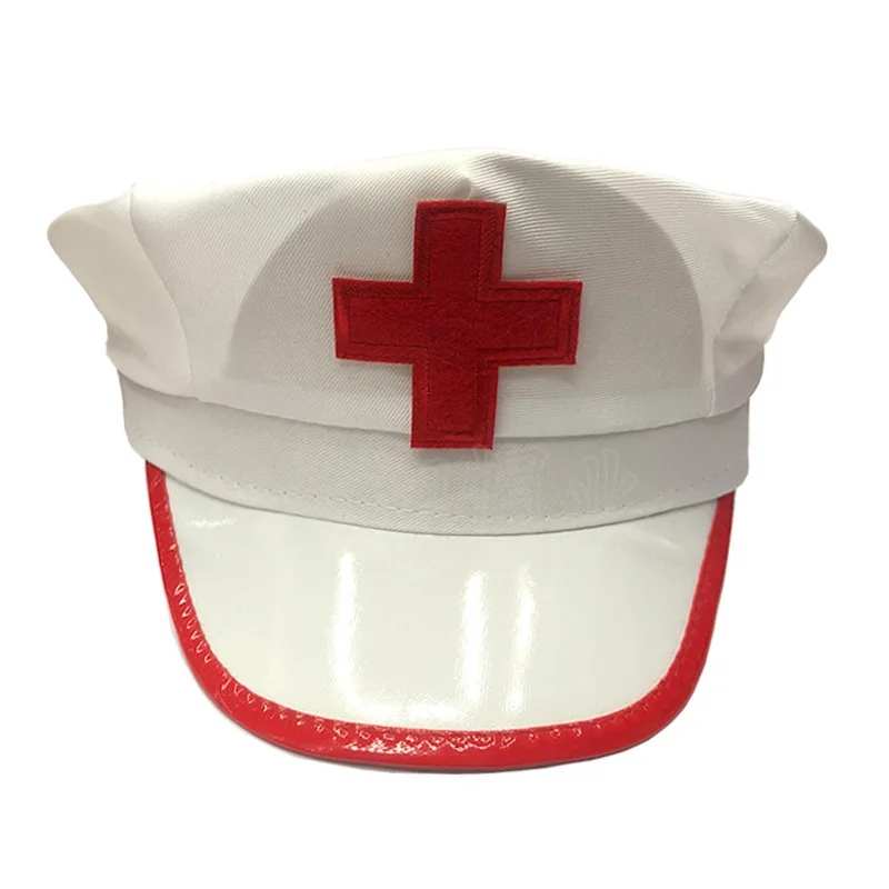 Rotes Kreuz Ärzte Krankenschwestern Hüte für Karneval Weihnachten Party Cosplay Kappe Baumwolle Plaid Abzeichen Rollenspiel Lustige Berets – Detail 13