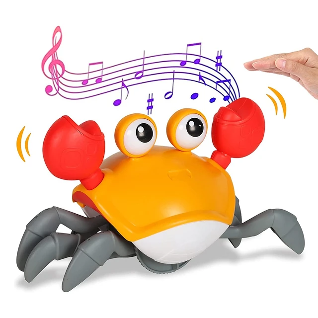 Jouet Musical de Crabe Qui Marche pour Enfant,Jouet Crabe Rampant sensoriel  pour Bébé Interactif Électronique Cadeaux - Vert