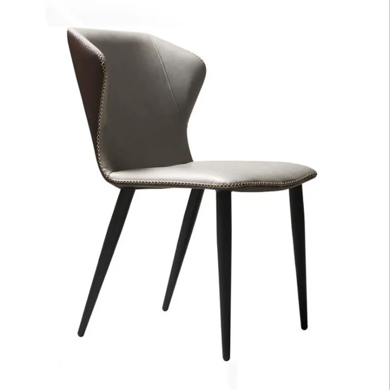 Modern Simple Leather Soft Coffee Chair Dining Chair with Upholstered Back
