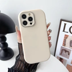 Vibrant Matte Silicone Phone Case with Camera Protection & Shockproof Bumper - iPhone 12 Pro (Beige)