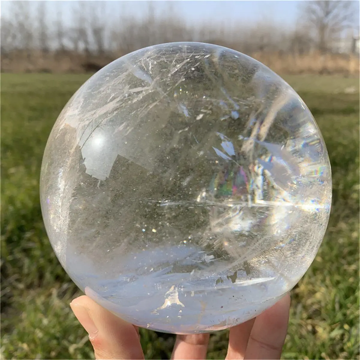 Natural Transparent Crystal Ball Quartz Energy Gem Mineral Specimen Healing Home Office Decorative Gift 4