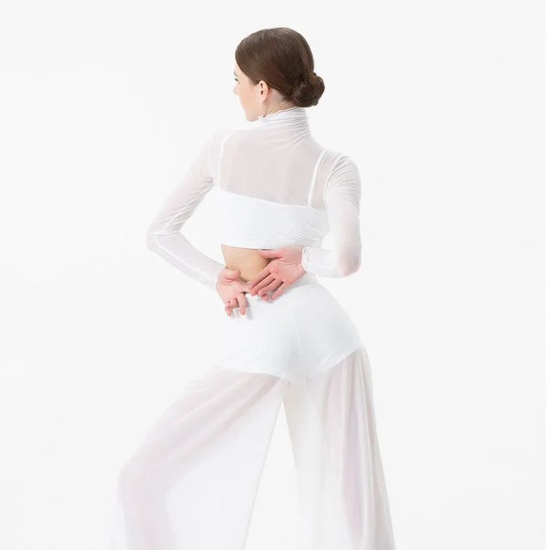 Dance Suit Women Elegant Classical Modern Contemporary Lyrical Dance  Practice Mesh Tops Pants Suit Ballet Performance Wear