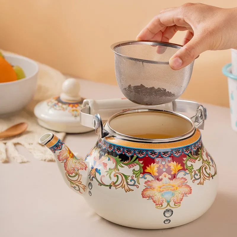 2.5L Thickened Enamel Teapot Household Kitchen Enamel Kettle Kettle Boiler Gas Induction Cooker Available