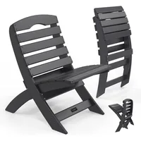Portable Adirondack Chairs Set of 2, Folding Plastic Adirondack Chair for All Weathers, Outdoor Fire Pit Chairs for Patio 1