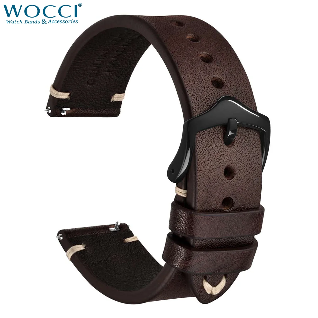 

WOCCI Crazy Horse Genuine Leather Watch Strap Bands,18mm 20mm 22mm,for Smartwatch Huawei Samsung Galaxy Gear,Black Green Brown