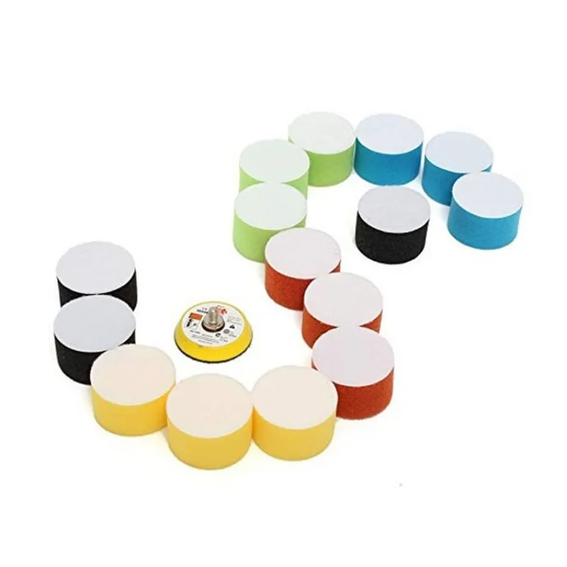 16Pcs/Set Car Detail Polished Sponge Disc 50mm Polishing Circle ing Pad Tool Kit Car Polisher Wax Pads Auto Accessories