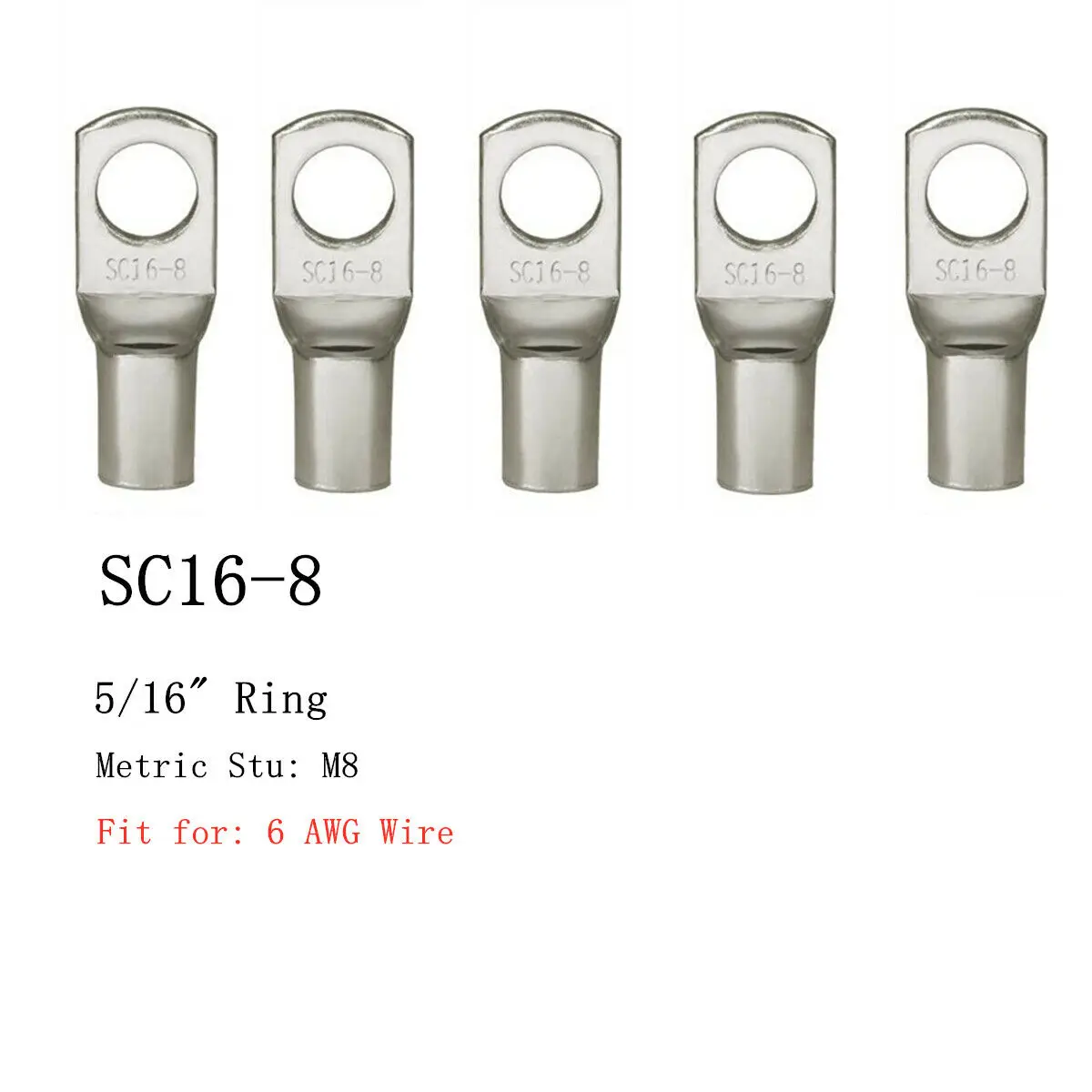 Copper Wire Lugs 4-25mm Assortment Tinned Ring Crimp Terminals Battery Wire Welding Cable Connectors 100/50/25/10PCS
