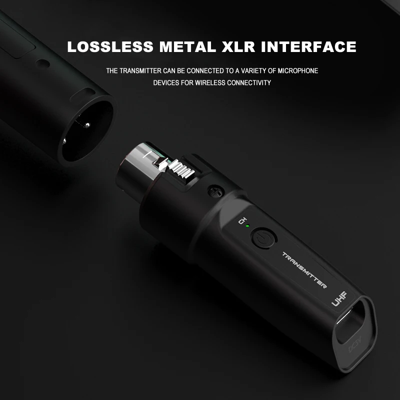 UHF XLR Adapter System Wireless Microphone Transmitter Receiver System for Dynamic Microphone Guitar Audio Mixer PA System