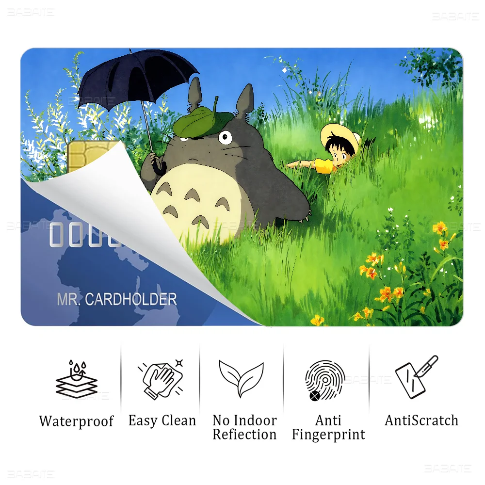 Kawaii T-Totoro Anime Credit Card Skin Sticker For VISA Bank Card Transportation Waterproof Sticker Anti-scratch Women Gift