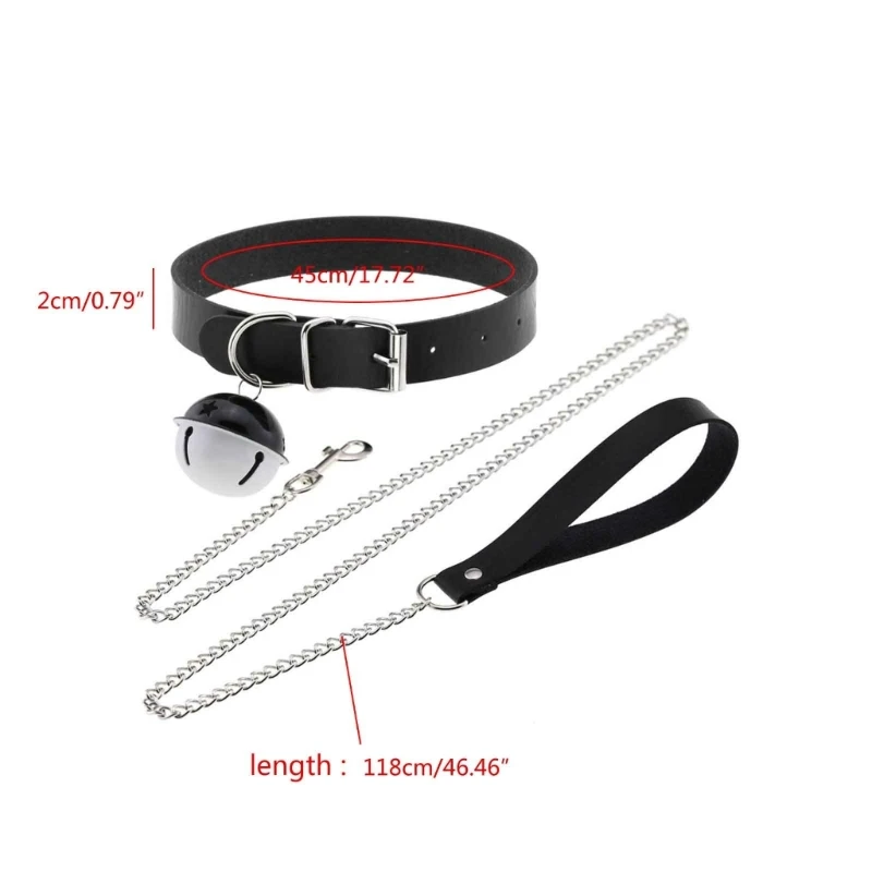 Leather Choker Punk Hauling Chain Punk Choker Necklace Adjustable Leather Collar Cosplay Choker for Girl Halloween 6