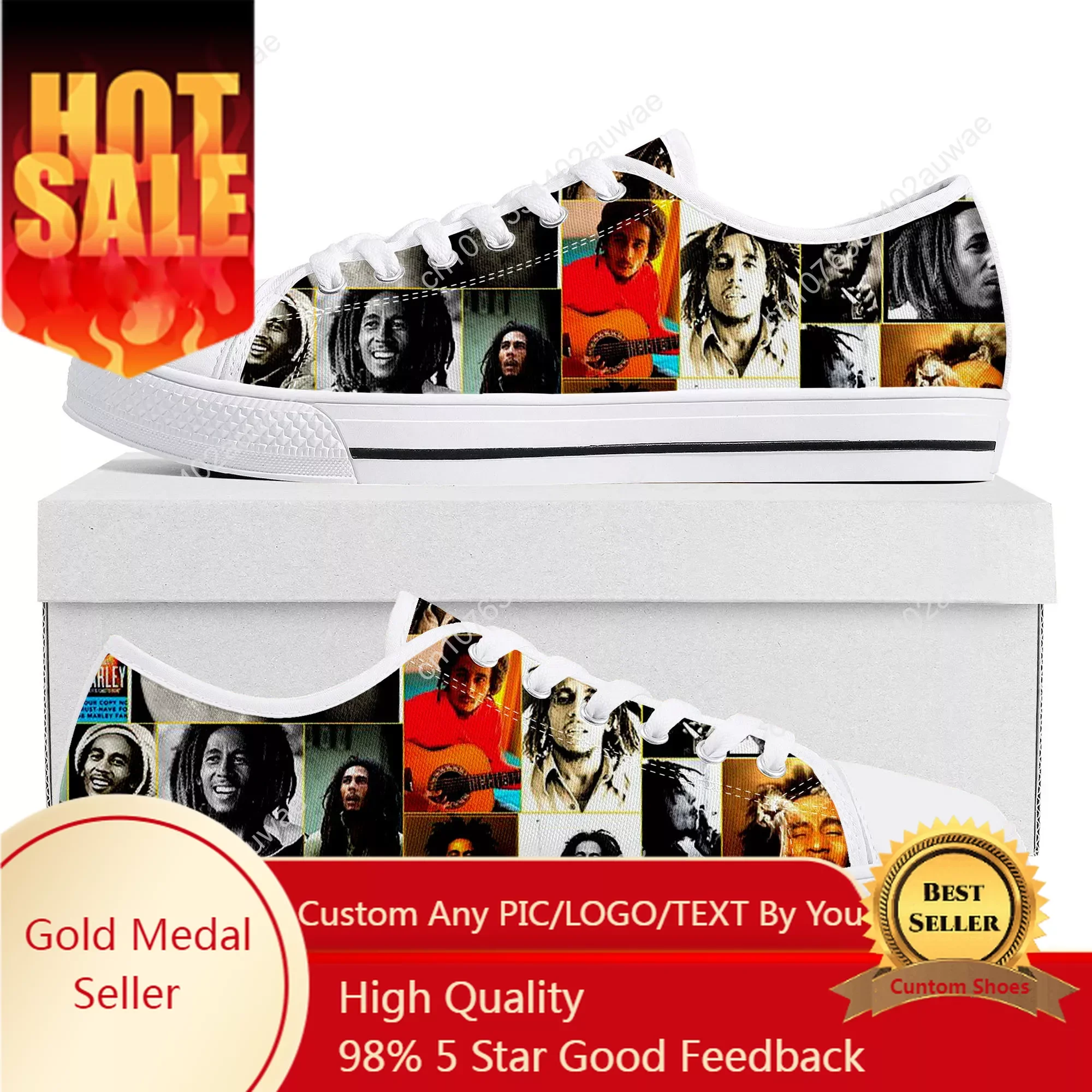 

Legend Bob Marley Reggae Rasta Low Top High Quality Sneakers Mens Women Teenager Canvas Sneaker Casual Couple Shoes Custom Shoes