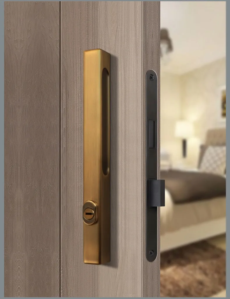 TOPKNORR Minimalist Magnetic Door Lock Indoor Household Universal Toilet Black Room Wooden Door Handle Mute Bedroom Door Lock