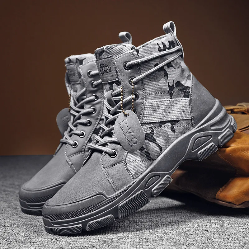 Men's Camouflage Shoes Cowboy Boots Popular Cotton Footwear Winter Casual Warmth Martin Boots Cotton Desert Boots for Men