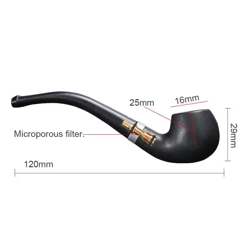 Resin Ebony Wood Tobacco Pipe Retro Bakelite Bending Filter Pipe Potable Handheld Smoking Cigarette Accessories Men's Gifts