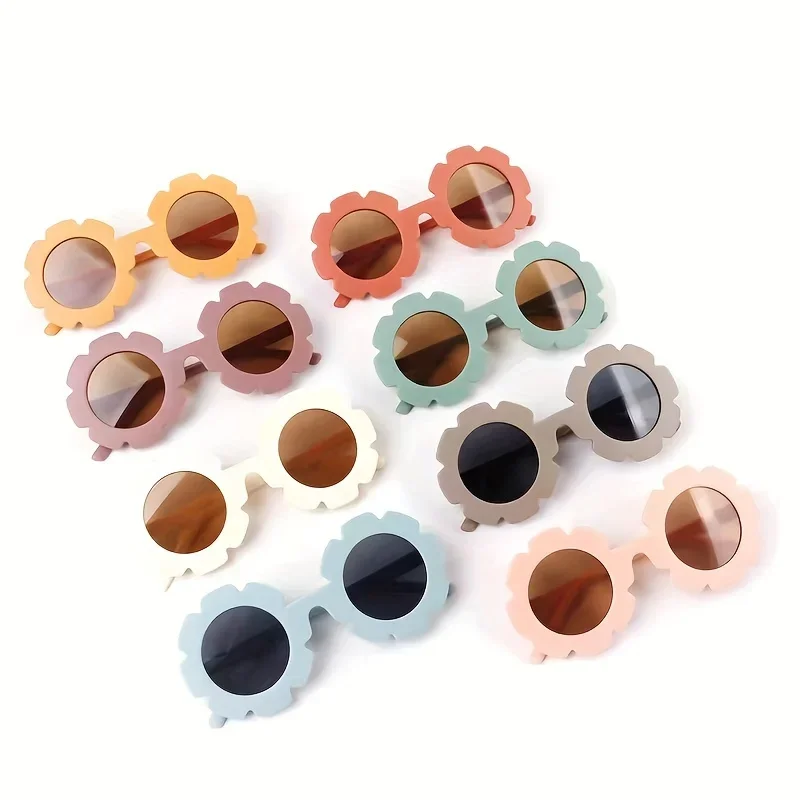 Fashion Sunglasses Fresh Cute Sweet Flower Round Boys Girls Outdoor Sports Vacation Travel Supply Photo Prop Eyewear