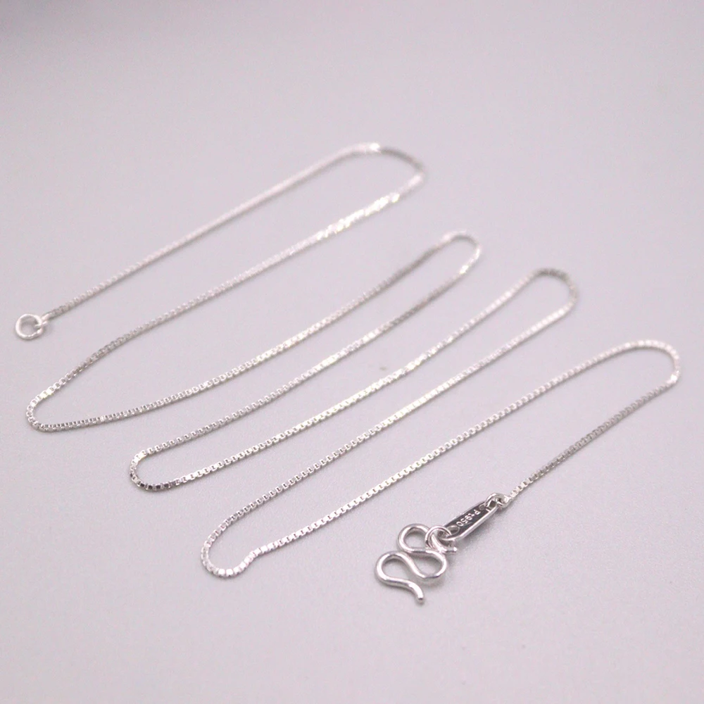 

Solid Real Platinum Necklace Woman Lucky 0.7mmW Box Chain Link Necklace 17.3"L