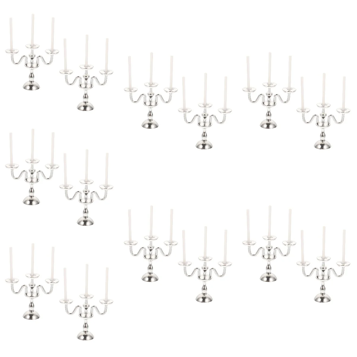 

14 Pcs Decorations Candlestick Lamp Candlesticks Mini Holder Alloy House Model