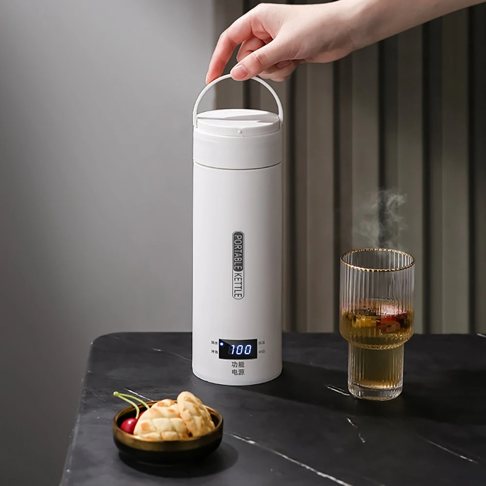 450ML Portable Electric Kettles Tea Coffee Kettle Mini Travel Boil Water Stewable Keep Warm Appliances Thermo Anti-Scald Bottle 6