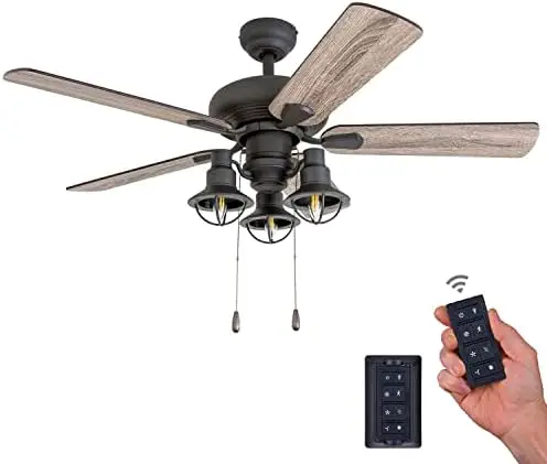 42 Inch Farmhouse LED Ceiling Fan with Light, Remote Control, Three Mounting Options, 5 Dual Finish Blades, Reversible Motor - 5