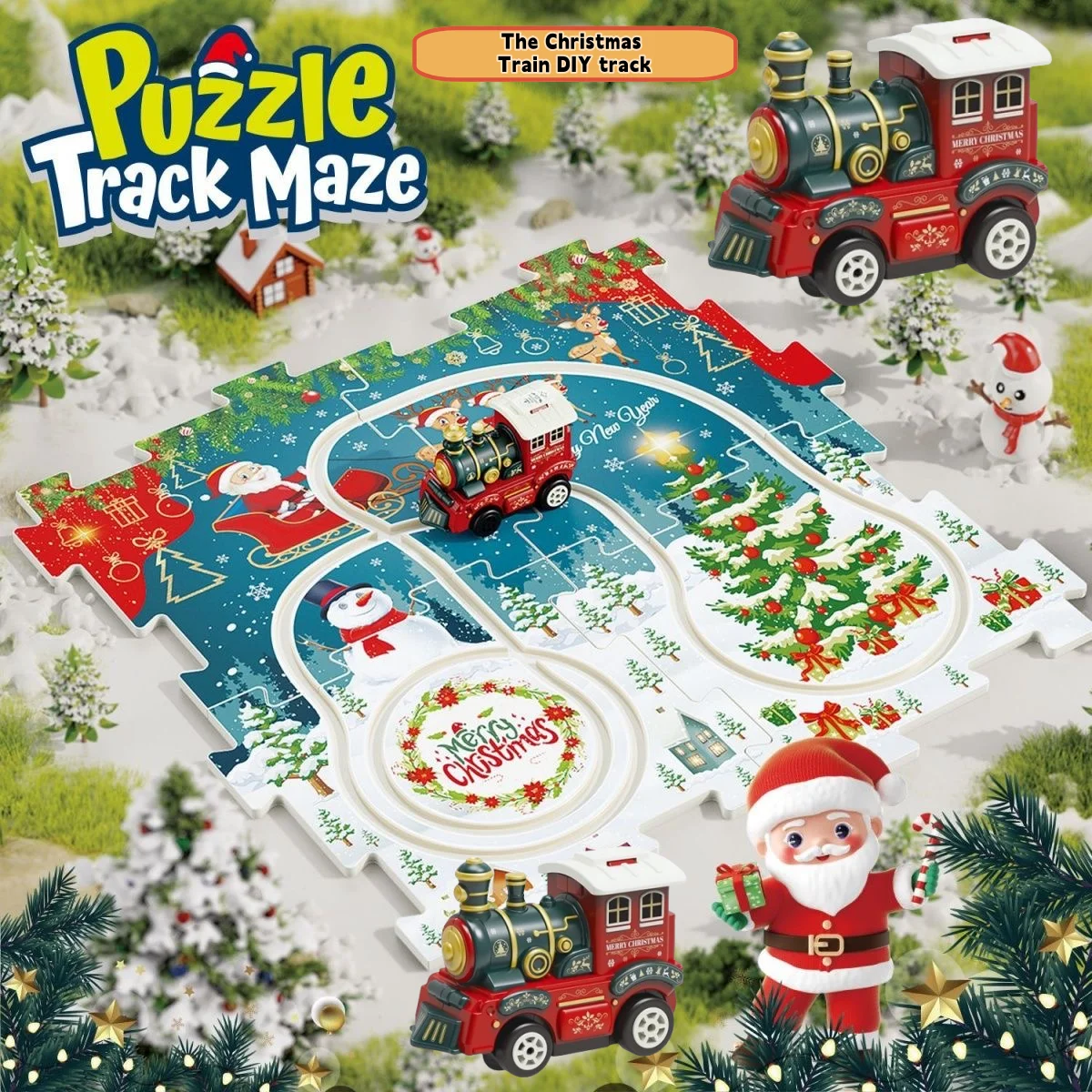 construction track car toy car puzzle DIY toys mini plastic jigsaw puzzle children track train cars