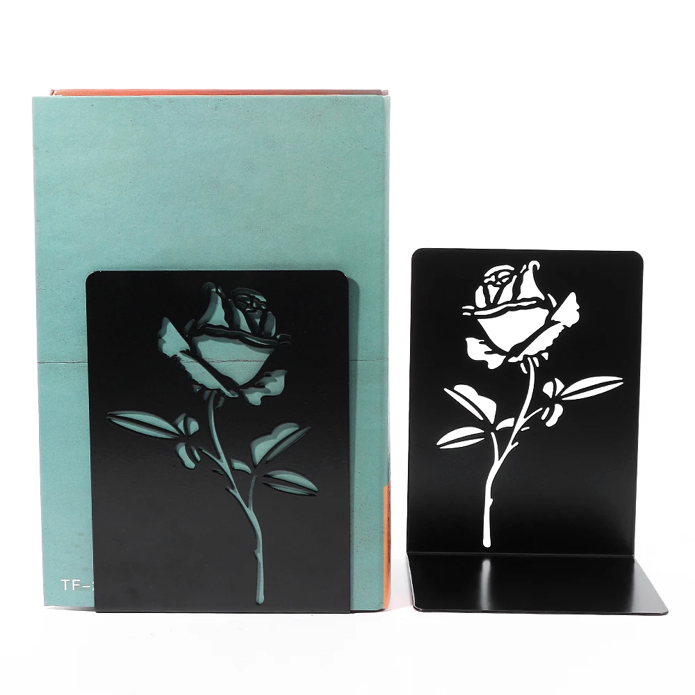 

Black rose Book Ends for Shelves Duty Bookends for Heavy Book Iron Bookends Home Bookends Organizer Book Iron Book rack
