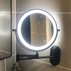 8 inch Wall Mounted Matte Black Makeup Mirror Magnifying Double Side Folding Arm USB Charging Bathroom Smart Cosmetic Mirrors 5