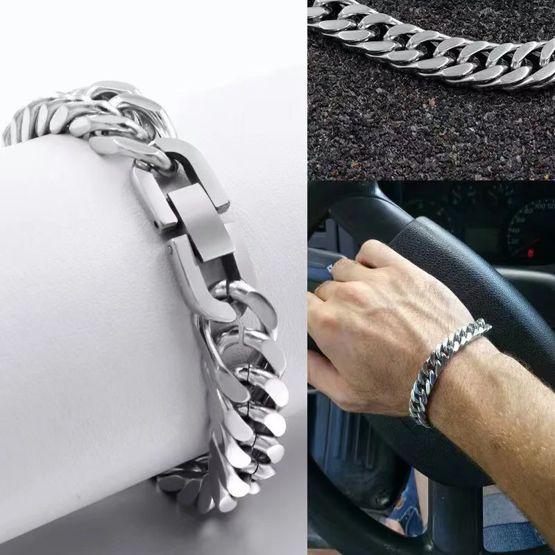 Bracelet en acier inoxydable, waterproof, maille rolo épaisse, modèle Fabrizio